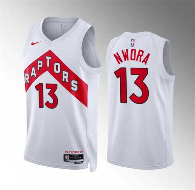 Mens Toronto Raptors #13 Jordan Nwora White Association Edition Stitched Basketball Jersey Dzhi